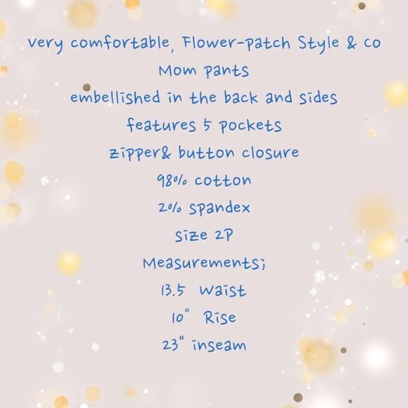 🦋Cropped high rise Embellished denim pant size Mom jeans comfortable 2P - Picture 11 of 11